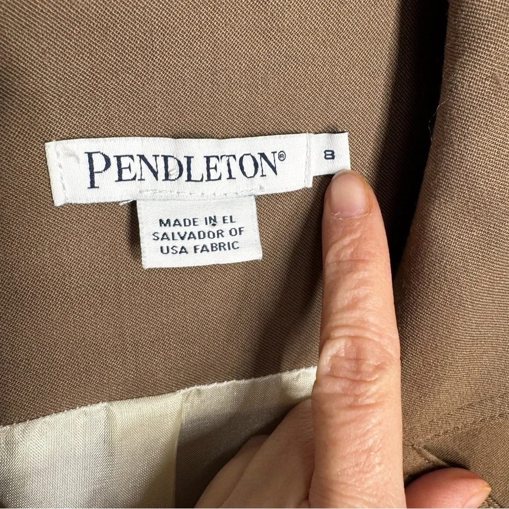 Pendleton Coat Dress Wool Double‎ Breasted Lined Size 8 brown